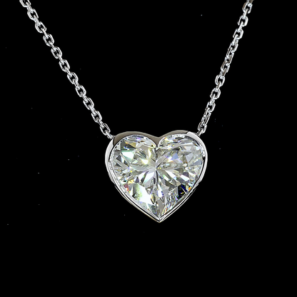 4.00 CT Heart Lab Grown Diamond Solitaire Necklace Pendant 18" (E Color and VS1 Clarity)