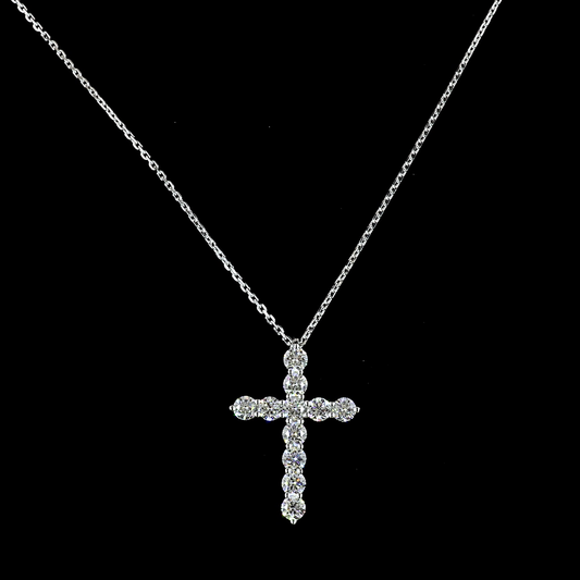 1.09 CTTW Round Lab Diamond Cross Necklace Pendant (H Color and SI Clarity)