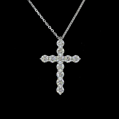1.09 CTTW Round Lab Diamond Cross Necklace Pendant (H Color and SI Clarity)