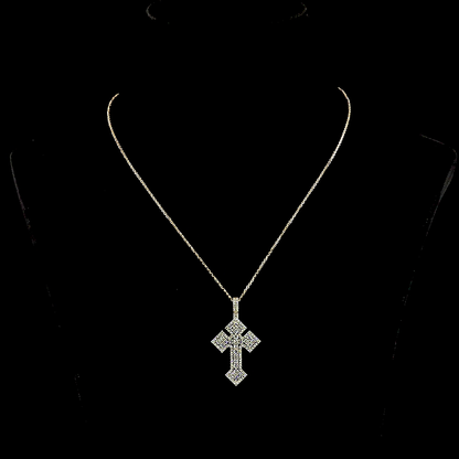 1.42 CTTW Round Lab Diamond Cross Necklace Pendant (H Color and SI Clarity)