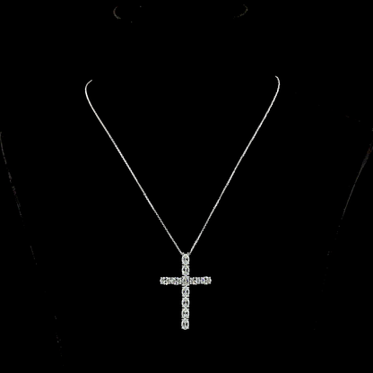 4.13 CTTW Oval Lab Diamond Cross Necklace Pendant (H Color and SI Clarity)