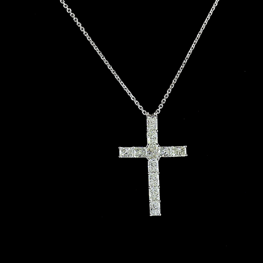 2.30 CTTW Radiant Natural Diamond Cross Necklace Pendant (F Color and VS1 Clarity)