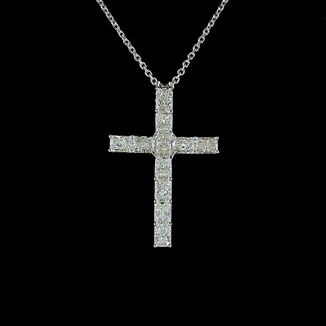 2.30 CTTW Radiant Natural Diamond Cross Necklace Pendant (F Color and VS1 Clarity)