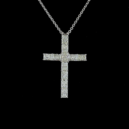 2.30 CTTW Radiant Natural Diamond Cross Necklace Pendant (F Color and VS1 Clarity)