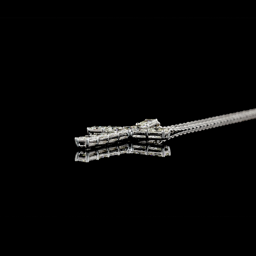 2.30 CTTW Radiant Natural Diamond Cross Necklace Pendant (F Color and VS1 Clarity)