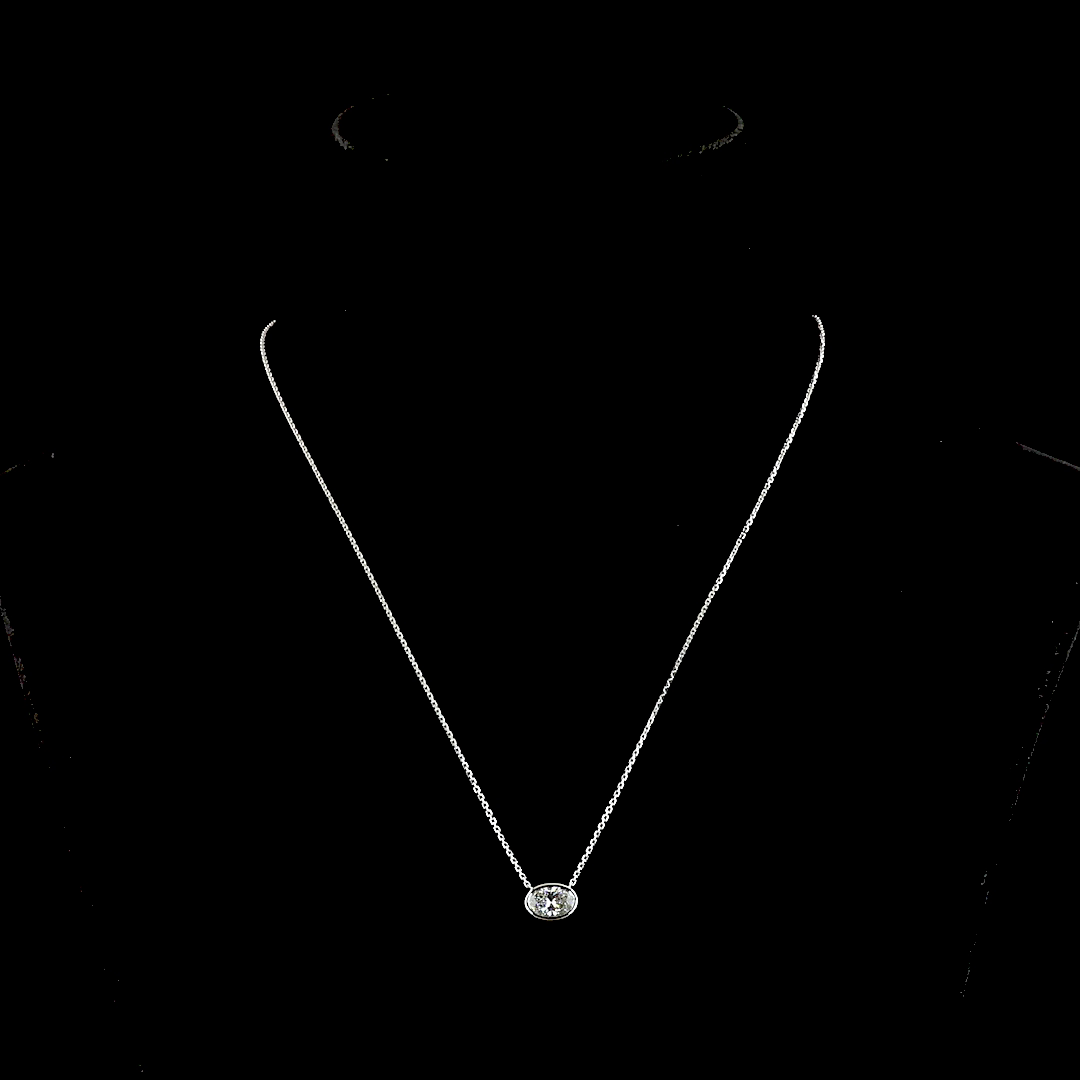 1.00 CT Oval Lab Grown Diamond Solitaire Necklace Pendant 18" (D Color and VVS2 Clarity)