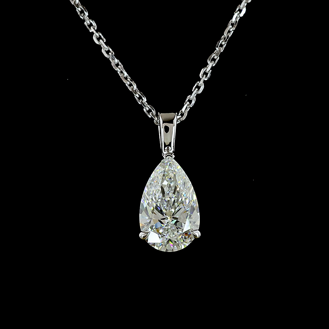 1.02 CT Pear Lab Grown Diamond Solitaire Necklace Pendant 18" (E Color and VVS2 Clarity)