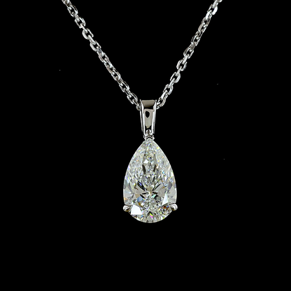 1.02 CT Pear Lab Grown Diamond Solitaire Necklace Pendant 18" (E Color and VVS2 Clarity)