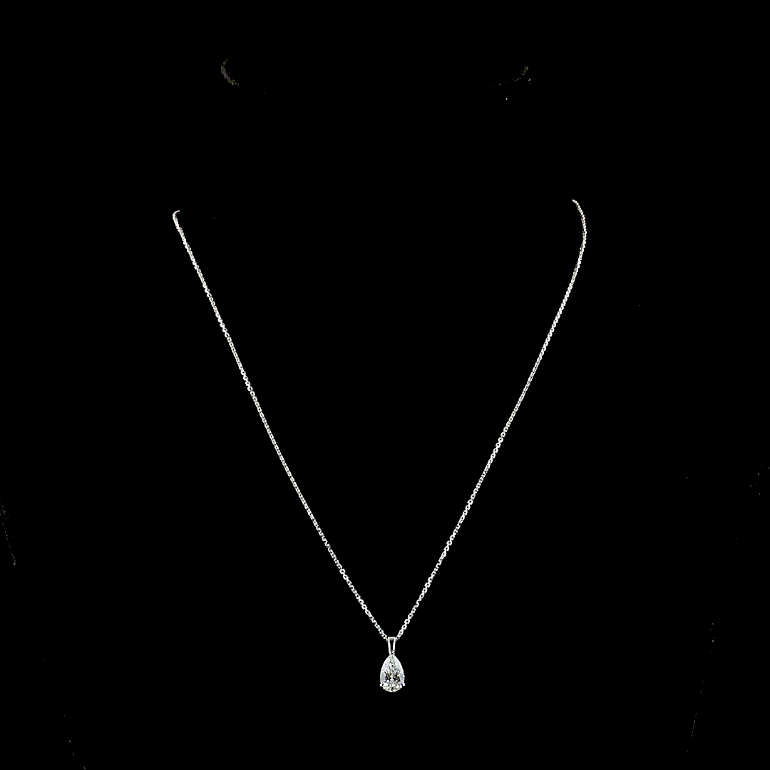 1.02 CT Pear Lab Diamond Solitaire Necklace Pendant (E Color and VVS2 Clarity)
