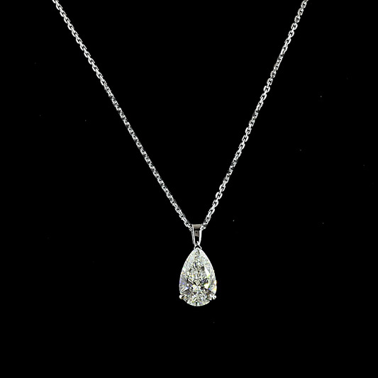 1.56 CT Pear Lab Diamond Solitaire Necklace Pendant (F Color and VVS2 Clarity)