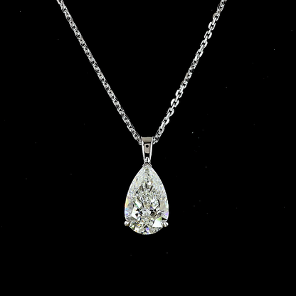 1.56 CT Pear Lab Diamond Solitaire Necklace Pendant (F Color and VVS2 Clarity)