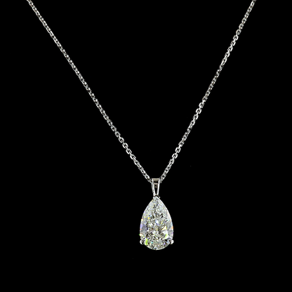 2.05 CT Pear Lab Diamond Solitaire Necklace Pendant (F Color and VS1 Clarity)