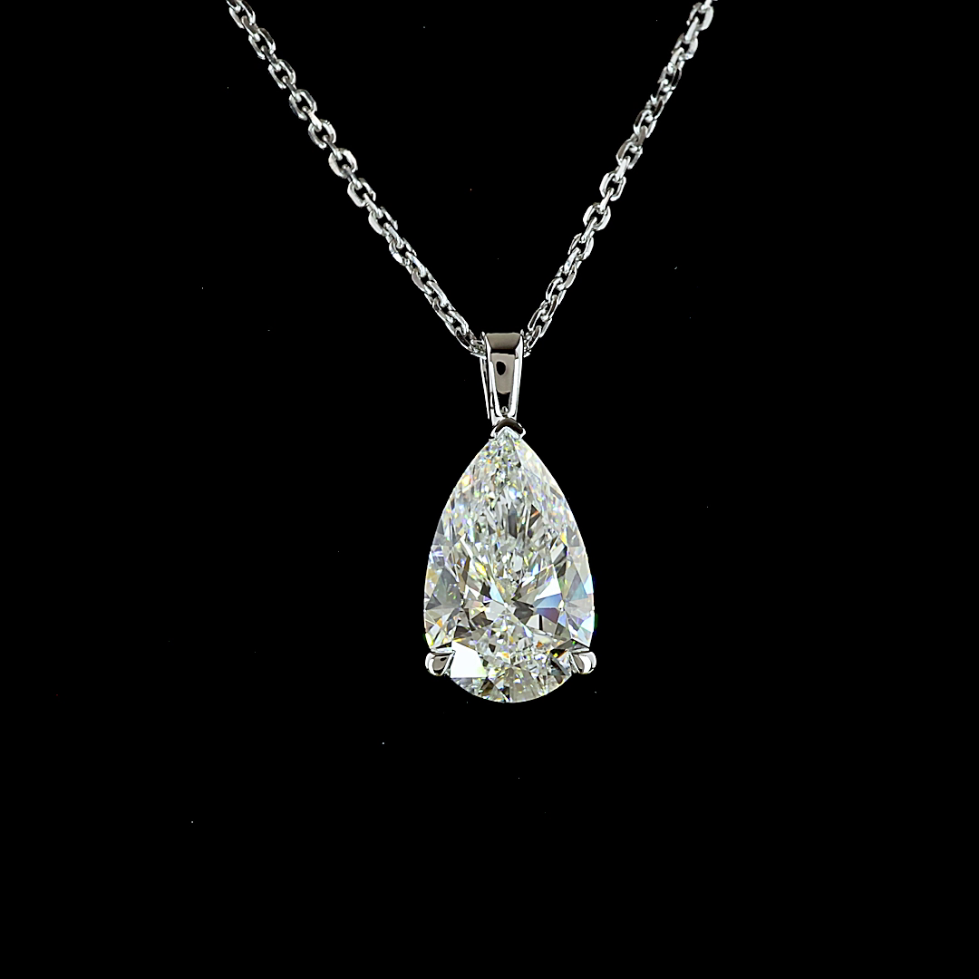 2.05 CT Pear Lab Grown Diamond Solitaire Necklace Pendant 18" (F Color and VS1 Clarity)