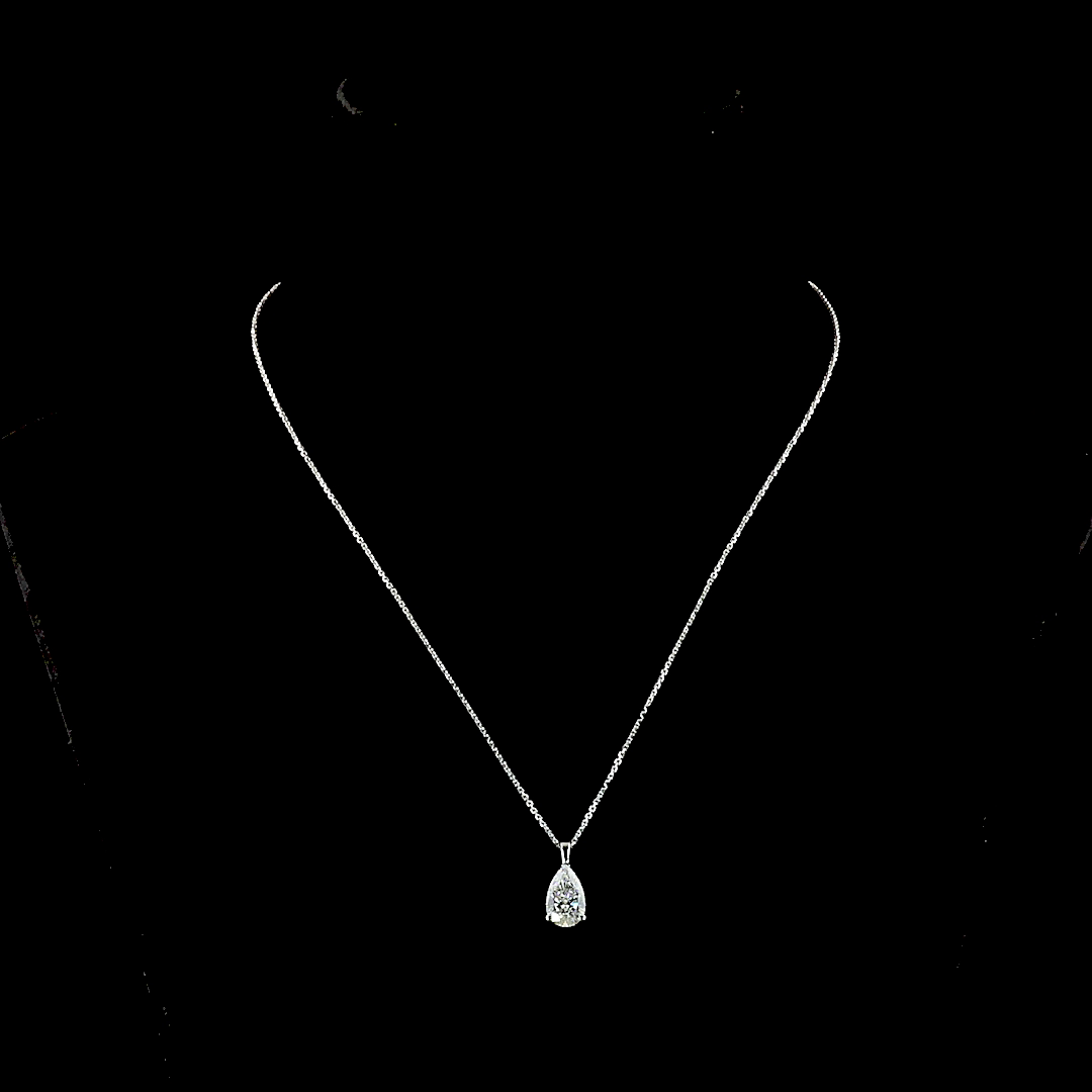 2.05 CT Pear Lab Grown Diamond Solitaire Necklace Pendant 18" (F Color and VS1 Clarity)