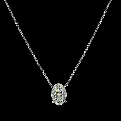 1.53 CT Oval Lab Grown Diamond Solitaire Necklace Pendant 18" (F Color and VS1 Clarity)