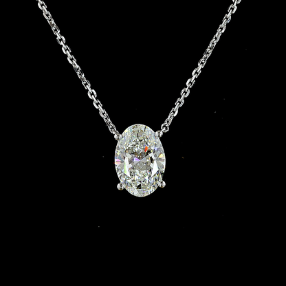 1.53 CT Oval Lab Grown Diamond Solitaire Necklace Pendant 18" (F Color and VS1 Clarity)