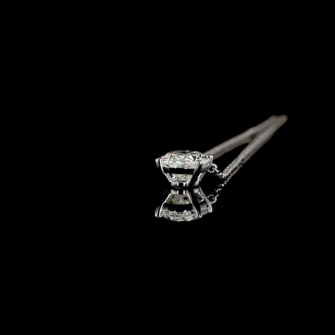 1.53 CT Oval Lab Grown Diamond Solitaire Necklace Pendant 18" (F Color and VS1 Clarity)