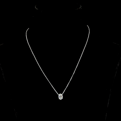 1.53 CT Oval Lab Grown Diamond Solitaire Necklace Pendant 18" (F Color and VS1 Clarity)
