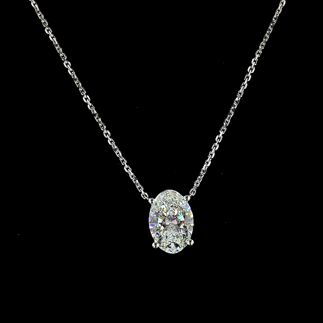 2.03 CT Oval Lab Diamond Solitaire Necklace Pendant (E Color and VS1 Clarity)