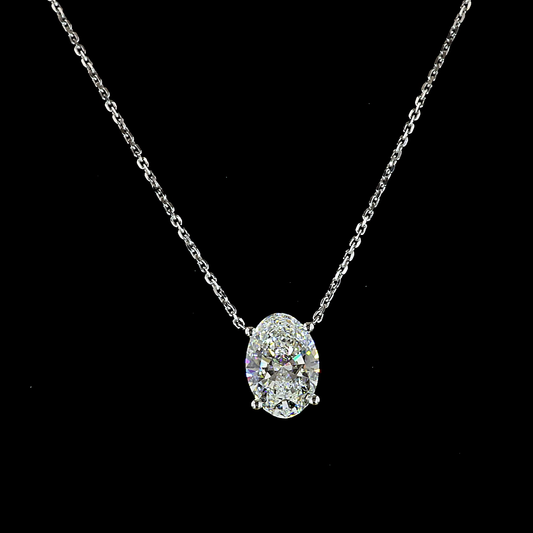 2.03 CT Oval Lab Diamond Solitaire Necklace Pendant (E Color and VS1 Clarity)