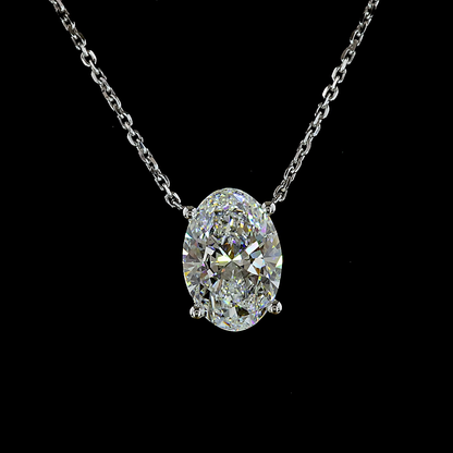 2.03 CT Oval Lab Grown Diamond Solitaire Necklace Pendant 18" (E Color and VS1 Clarity)