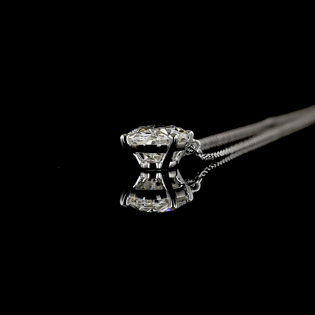 2.03 CT Oval Lab Diamond Solitaire Necklace Pendant (E Color and VS1 Clarity)
