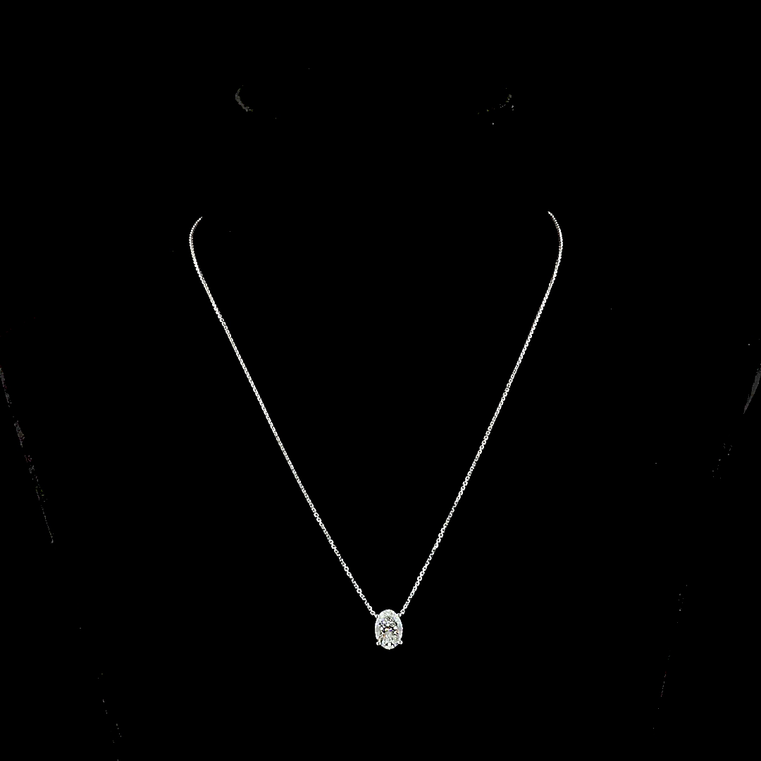 2.03 CT Oval Lab Diamond Solitaire Necklace Pendant (E Color and VS1 Clarity)