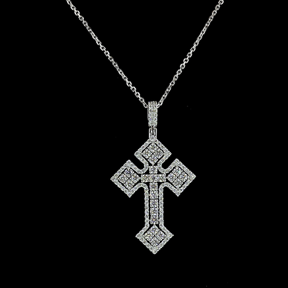 1.31 CTTW Round Lab Grown Diamond Cross Necklace Pendant 18" (E Color and VS1 Clarity)