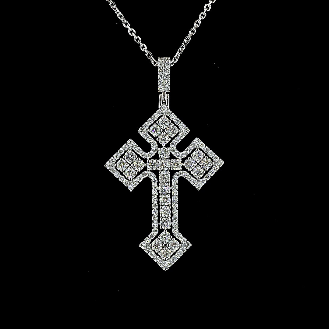 1.31 CTTW Round Lab Grown Diamond Cross Necklace Pendant 18" (E Color and VS1 Clarity)