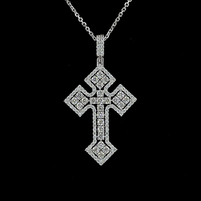 1.31 CTTW Round Lab Grown Diamond Cross Necklace Pendant 18" (E Color and VS1 Clarity)