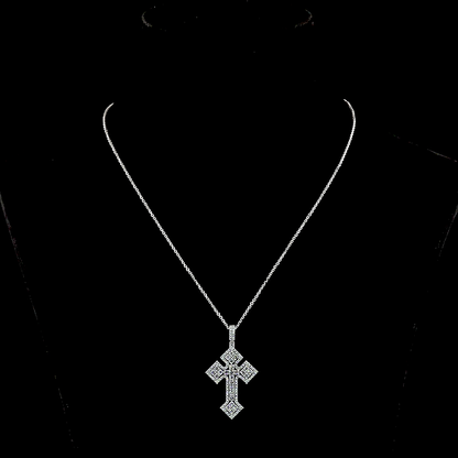 1.31 CTTW Round Lab Grown Diamond Cross Necklace Pendant 18" (E Color and VS1 Clarity)