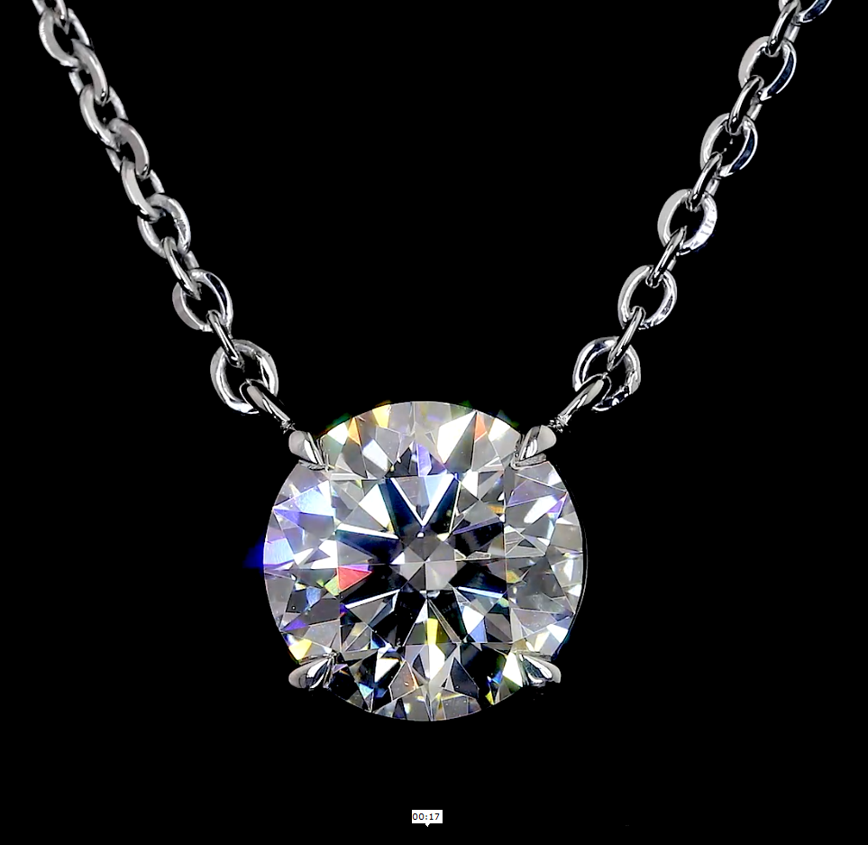 2.06 CT Round Lab Grown Diamond Solitaire Necklace Pendant (D Color and VVS2 Clarity)