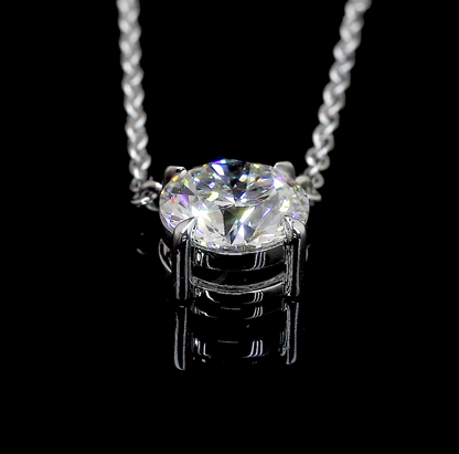 2.09 CT Round Lab Diamond Solitaire Necklace Pendant 18" (E Color and VS1 Clarity)