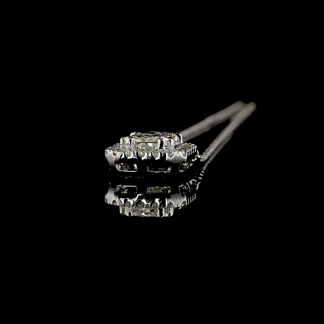 1.72 CTTW Radiant Lab Diamond Halo Necklace Pendant (E Color and VS1 Clarity)