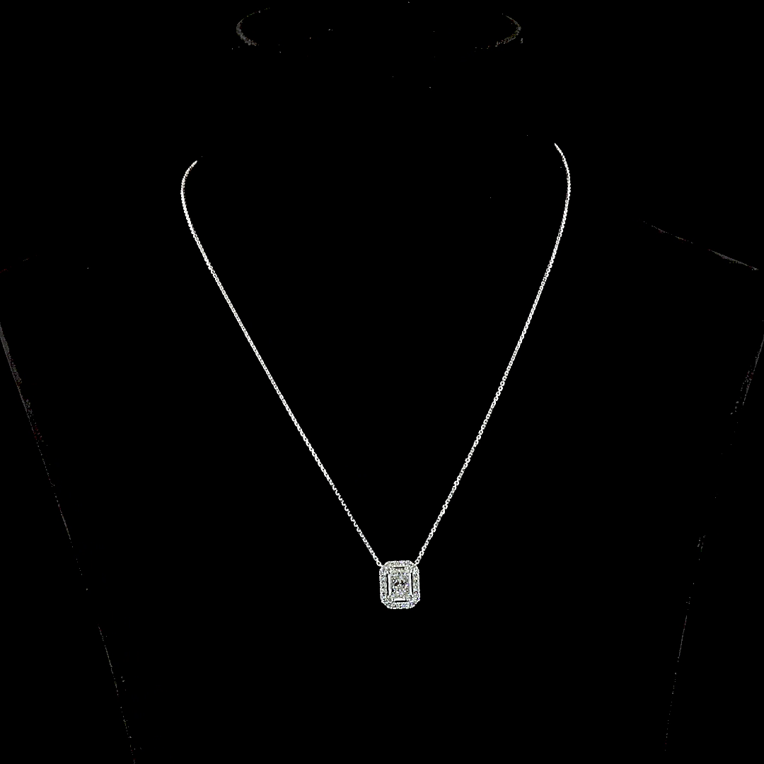 1.72 CTTW Radiant Lab Diamond Halo Necklace Pendant (E Color and VS1 Clarity)