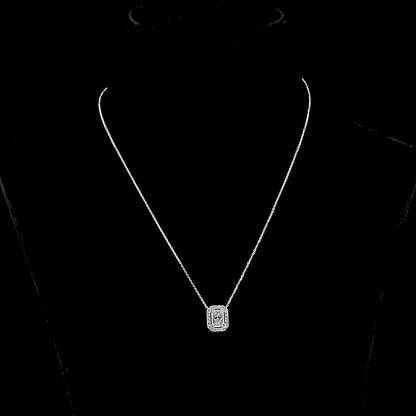 1.72 CTTW Radiant Lab Diamond Halo Necklace Pendant (E Color and VS1 Clarity)