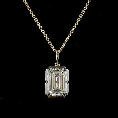 4.15 CT Emerald Lab Grown Diamond Solitaire Necklace Pendant 18" (F Color and VS1 Clarity)