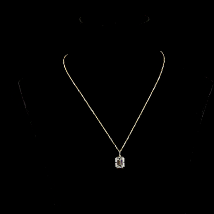 4.15 CT Emerald Lab Grown Diamond Solitaire Necklace Pendant 18" (F Color and VS1 Clarity)