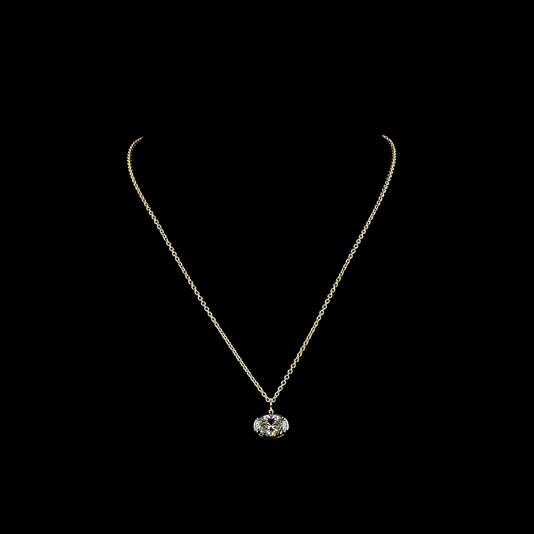 4.07 CT Oval Lab Grown Diamond Solitaire Necklace Pendant 18" (F Color and VS1 Clarity)