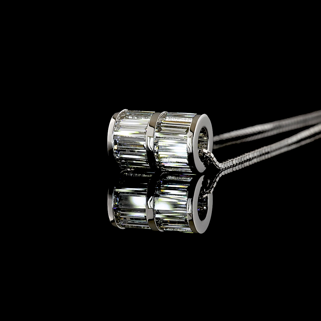 3.86 CTTW Baguette Lab Diamond Special Necklace Pendant (E Color and VS1 Clarity)