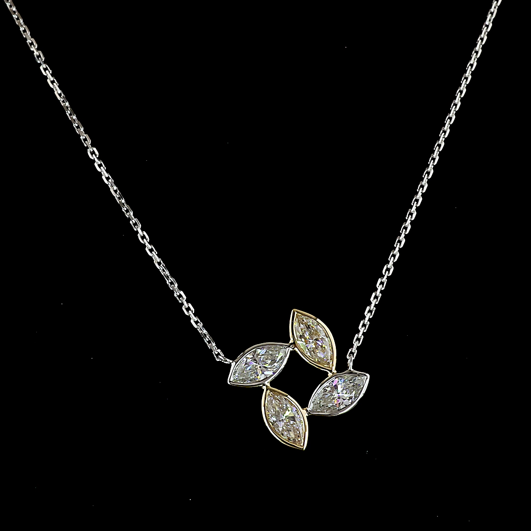 1.04 CTTW Marquise Lab Grown Diamond Special Necklace Pendant 16" (E Color and VS1 Clarity)