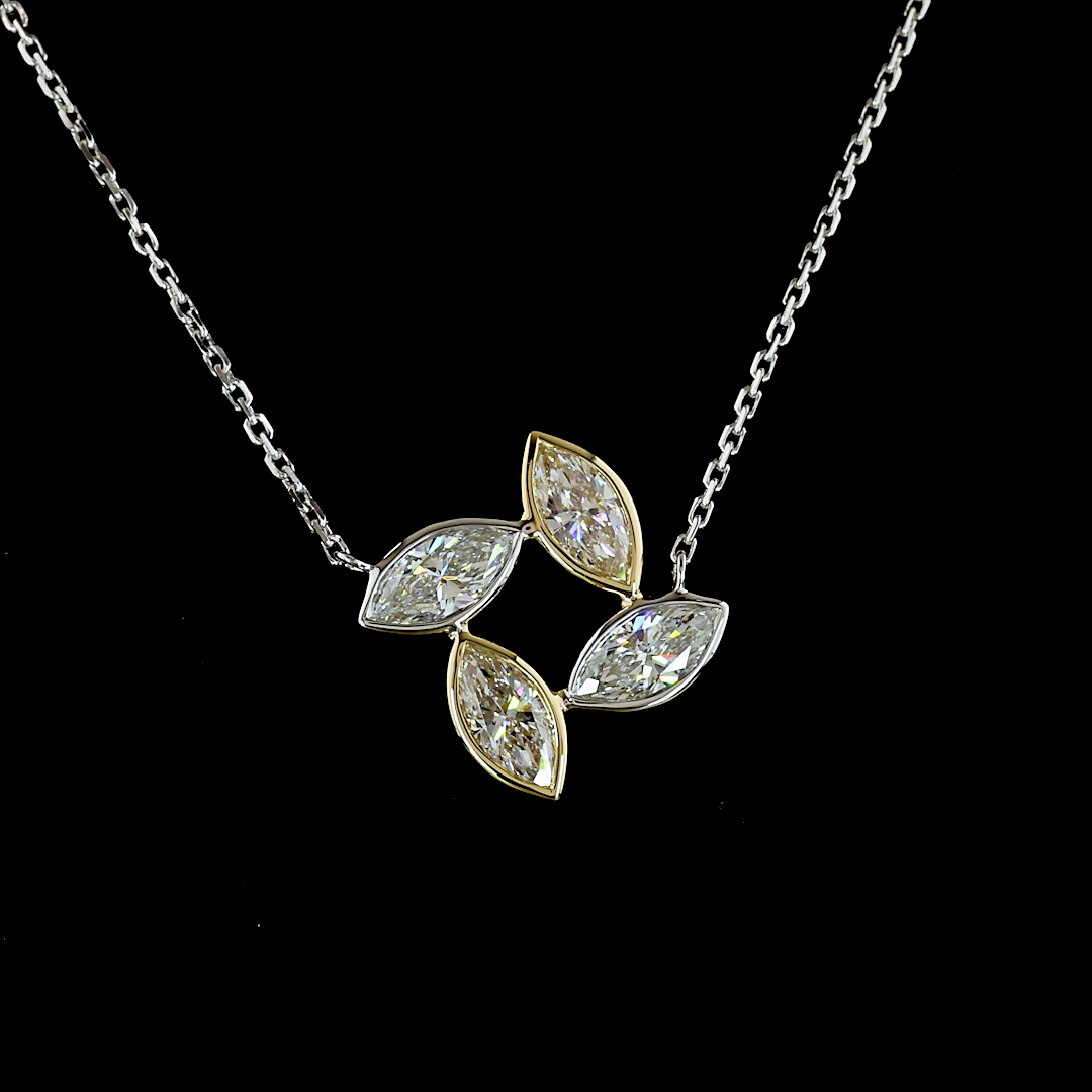 1.04 CTTW Marquise Lab Grown Diamond Special Necklace Pendant 16" (E Color and VS1 Clarity)