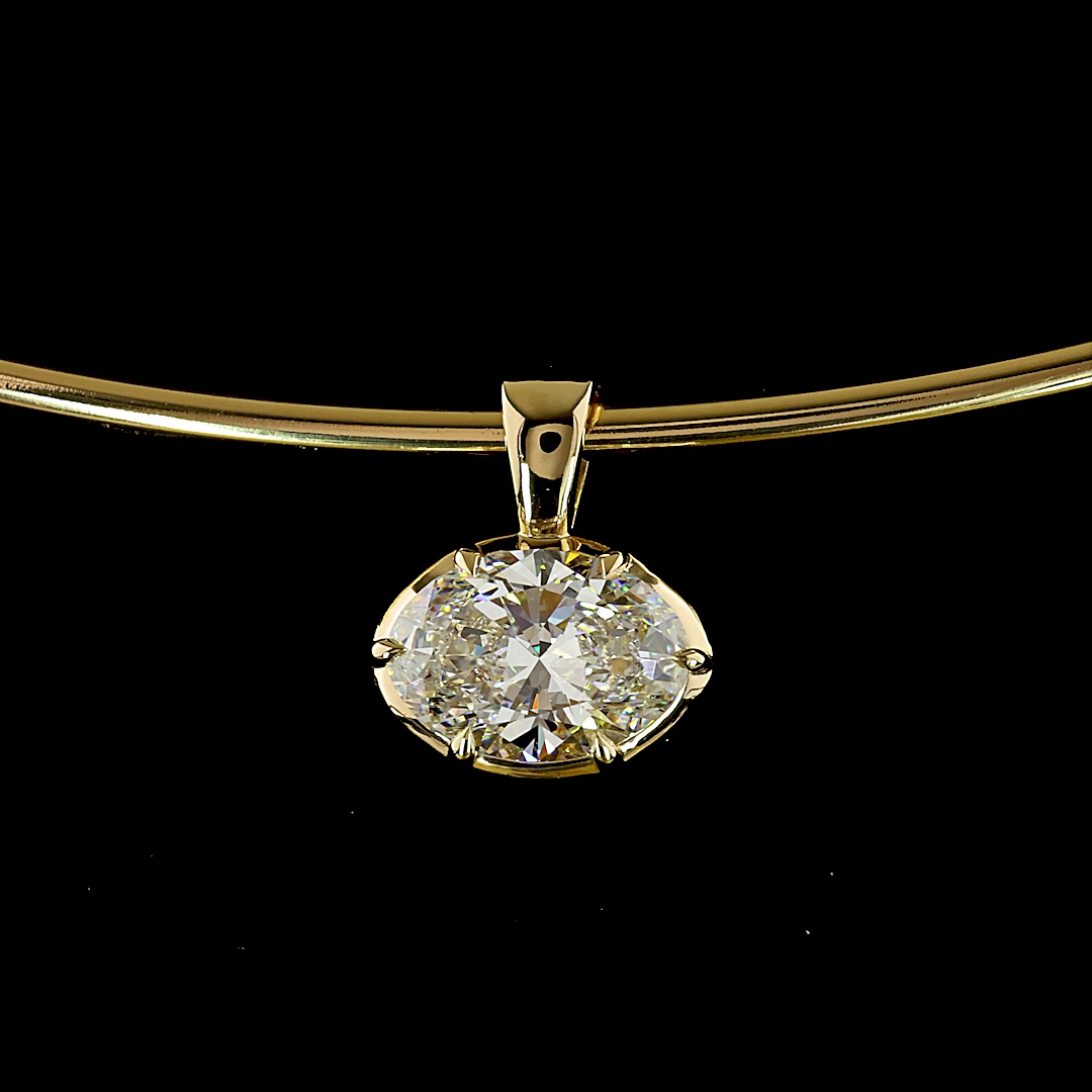2.05 CT Oval Lab Grown Diamond Solitaire Necklace Pendant 18" (E Color and VVS2 Clarity)