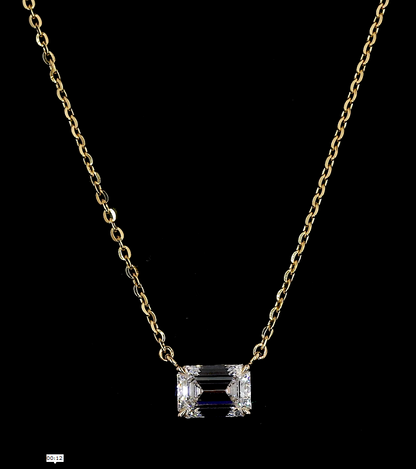 2.01 CT Emerald Lab Diamond Solitaire Necklace Pendant 18" 14k Yellow Gold (G/F/E Color and VVS2/VS1/VS2 Clarity)