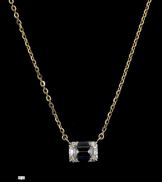 3.02 CT Emerald Lab Diamond Solitaire Necklace Pendant 18" (E Color and VVS2 Clarity)