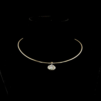 4.04 CT Oval Lab Grown Diamond Solitaire Necklace Pendant 15" (F Color and VS1 Clarity)