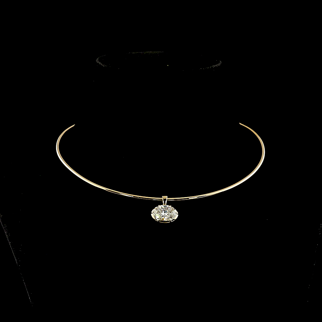 5.10 CT Oval Lab Grown Diamond Solitaire Necklace Pendant 15" (F Color and VVS2 Clarity)
