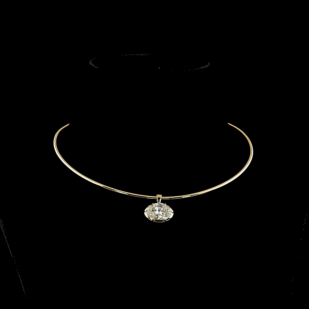 7.04 CT Oval Lab Grown Diamond Solitaire Necklace Pendant 15" (F Color and VS1 Clarity)