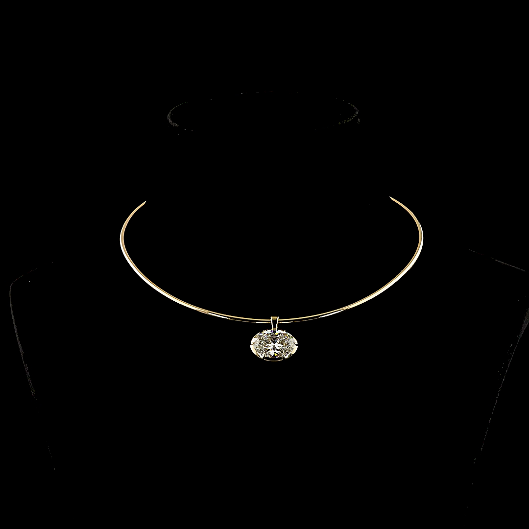 8.09 CT Oval Lab Grown Diamond Solitaire Necklace Pendant 15" (F Color and VS1 Clarity)