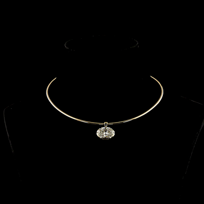 8.09 CT Oval Lab Grown Diamond Solitaire Necklace Pendant 15" (F Color and VS1 Clarity)
